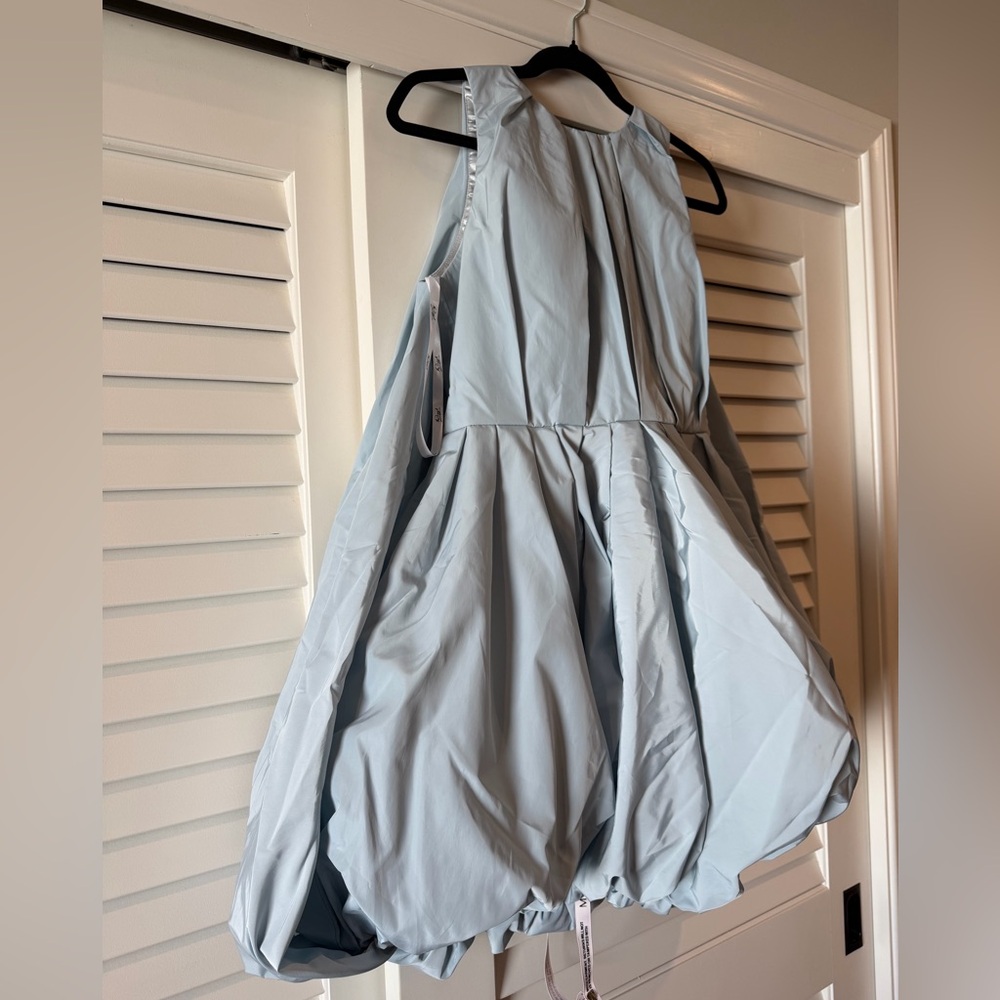 Mac Duggal Light Blue Sleeveless Taffeta Bubble Mini Dress - Picture 6 of 12